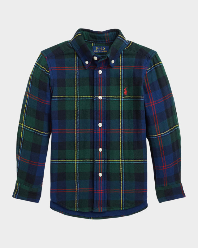 Boy's Plaid-Print Sport Shirt, Size S-X